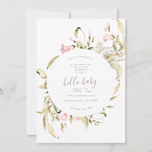 Pampas Boho Wildflower Garden Hallo Baby shower Kaart (Voorkant)