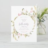 Pampas Boho Wildflower Garden Hallo Baby shower Kaart (Staand voorkant)