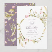 Pampas Boho Wildflower Garden Hallo Baby shower Kaart (Voorkant / Achterkant)