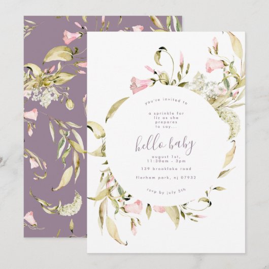 Pampas Boho Wildflower Garden Hallo Baby shower Kaart (Voorkant / Achterkant)