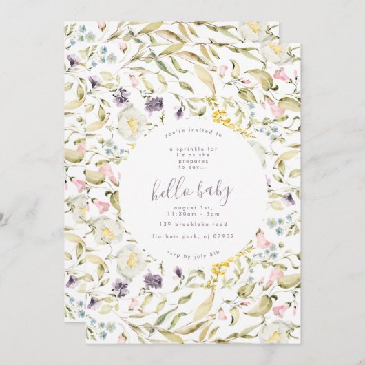 Pampas Boho Wildflower Hallo Baby shower Kaart (Voorkant / Achterkant)
