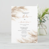 Pampas bruiloft uitnodiging (Staand voorkant)