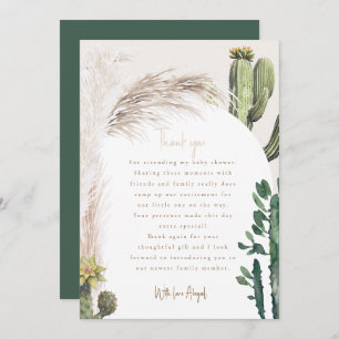 Pampas Cactus Baby shower Dank u Bedankkaart