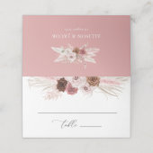 Pampas Dusty Pink Flower Folded Wedding Plaatskaartje (Buitenkant ongevouwen)