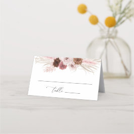 Pampas Dusty Pink Flower Folded Wedding Plaatskaartje