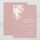 Pampas Dusty roos Eerste Communie Kaart (Voorkant / Achterkant)