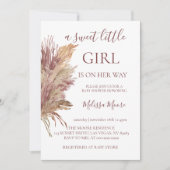 Pampas elegantie mauve roze baby shower uitnodigin kaart (Voorkant)