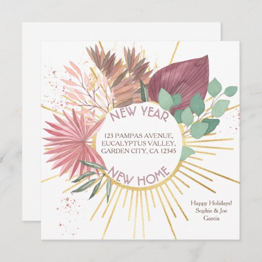 Pampas en Eucalyptus krans vakantie verhuizen Aankondiging (Voorkant / Achterkant)