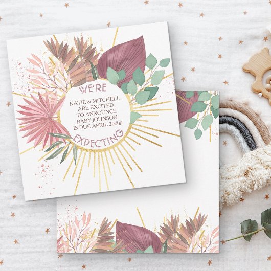 Pampas en Eucalyptus Neutrale Boho Zwangerschap Aankondiging