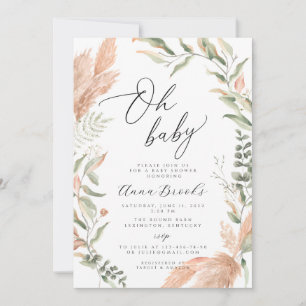 Pampas en greenery boho Oh Baby Kaart