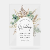 Pampas Eucalyptus Arch Wedding Welcome Acryl Bord (Voorkant)