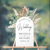 Pampas Eucalyptus Arch Wedding Welcome Acryl Bord (Neutraal)