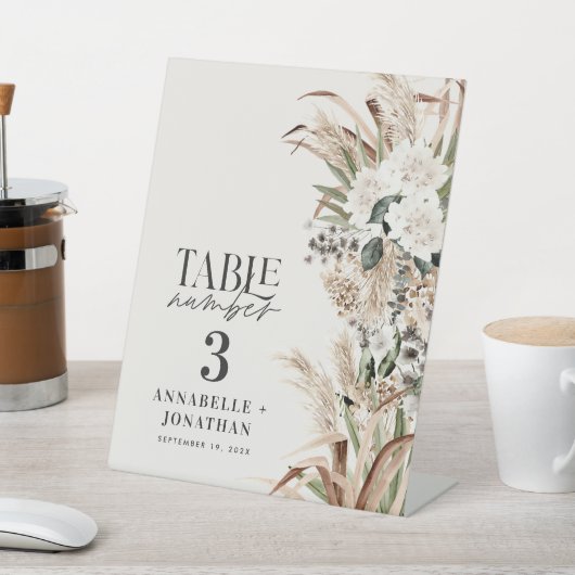 Pampas eucalyptus elegant bruiloft reclamebord met voetstuk (Insitu)