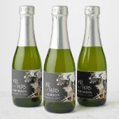 Pampas eucalyptus moderne zwarte partij sparkling wijnetiket (Flessen)