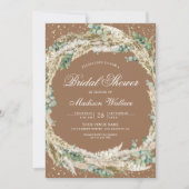 Pampas Eucalyptus Wreath Beige Tan Bridal Shower Kaart (Voorkant)