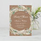 Pampas Eucalyptus Wreath Beige Tan Bridal Shower Kaart (Staand voorkant)