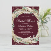 Pampas Eucalyptus Wreath Burgundy Bridal Shower Kaart (Staand voorkant)