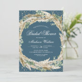 Pampas Eucalyptus Wreath Dusty Blue Bridal Shower Kaart (Staand voorkant)
