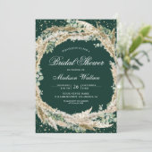 Pampas Eucalyptus Wreath Emerald Bridal Shower Kaart (Staand voorkant)