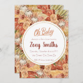 Pampas Floral Herfst Baby shower Kaart (Voorkant / Achterkant)