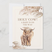 Pampas Floral Highland Koe Calf Baby shower Kaart (Achterkant)