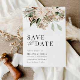Pampas Floral Sage Green Save the Date kaart