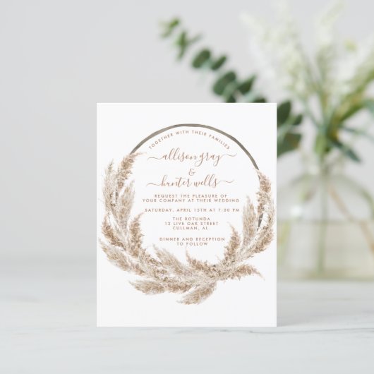 Pampas Floral Wedding Invitation (Staand voorkant)
