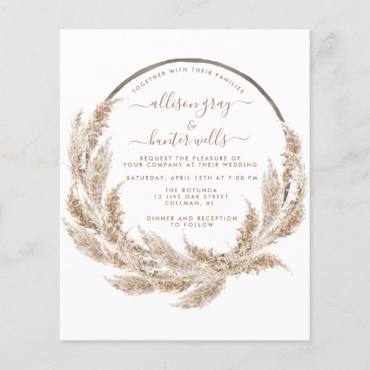 Pampas Floral Wedding Invitation (Voorkant)