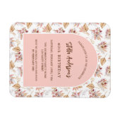 Pampas flower roos gouden luxe verjaardagsuitnodig magneet (Horizontaal)