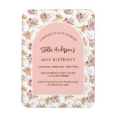 Pampas flower roos gouden luxe verjaardagsuitnodig magneet (Verticaal)