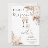 Pampas Flowers Parels Prosecco Vrijgezellenfeest Kaart (Voorkant)