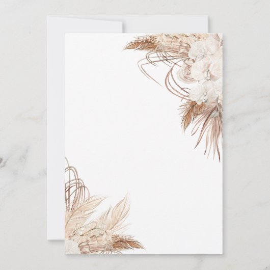 Pampas Flowers Parels Prosecco Vrijgezellenfeest Kaart (Achterkant)