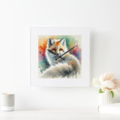 Pampas fox 091024AREF135 - Watercolor Vierkante Klok (Huis)