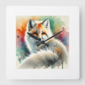 Pampas fox 091024AREF135 - Watercolor Vierkante Klok (Voorkant)