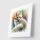 Pampas fox 091024AREF135 - Watercolor Vierkante Klok (Hoek)
