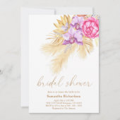 Pampas Gedroogd Gras Boho Roze Bruiloft Kaart (Voorkant)