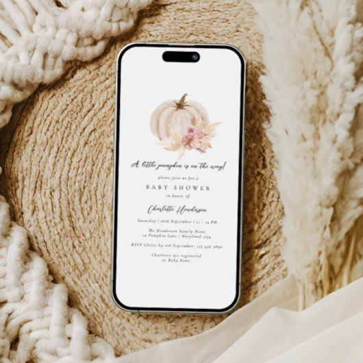 Pampas Gedroogde Bloemenpompoen Baby shower Kaart