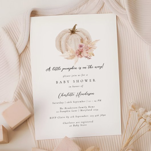 Pampas Gedroogde Bloemenpompoen Baby shower Kaart