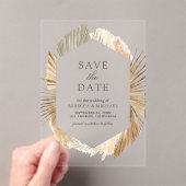 Pampas Gedroogde Palm Bladeren Huwelijk Save the D Acryl Uitnodigingen (Insitu (Draagbaar))