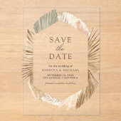Pampas Gedroogde Palm Bladeren Huwelijk Save the D Acryl Uitnodigingen (Voorkant)