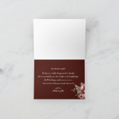Pampas Gold Geometric Burgundy Floral Wedding Bedankkaart (Binnen)