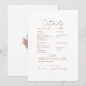 Pampas Gouden Tekst Trouwdetail Kaart (Voorkant / Achterkant)