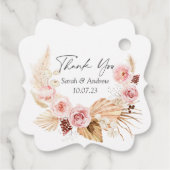 Pampas graboho florale waterverf bruiloft bedankjes labels (Achterkant)