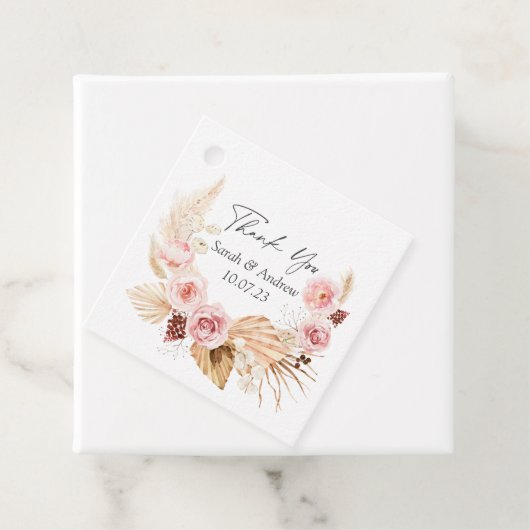 Pampas graboho florale waterverf bruiloft bedankjes labels (In situ)