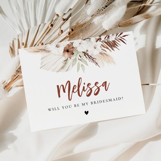 pampas graho boho bridesmaid - voorstel briefkaart