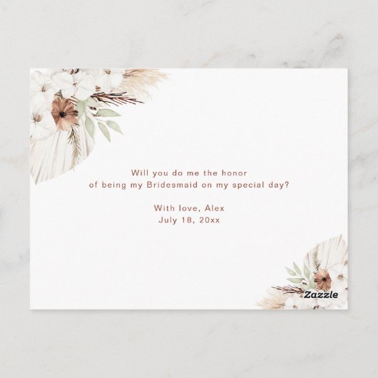 pampas graho boho bridesmaid - voorstel briefkaart (Achterkant)