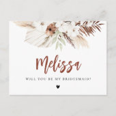 pampas graho boho bridesmaid - voorstel briefkaart (Voorkant)