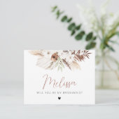 pampas graho boho bridesmaid voorstelkaart briefkaart (Staand voorkant)
