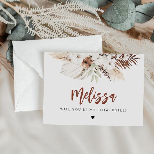 pampas graho boho bridesmaid voorstelkaart briefkaart