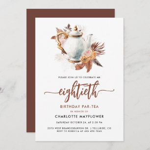 Pampas gras 80e verjaardag thee party kaart